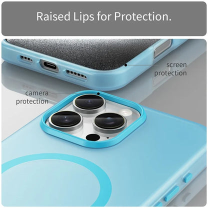 iPhone 16 Pro Max cover kompatibel med MagSafe TPU + PC slankt mat gennemsigtigt telefoncover - Blå