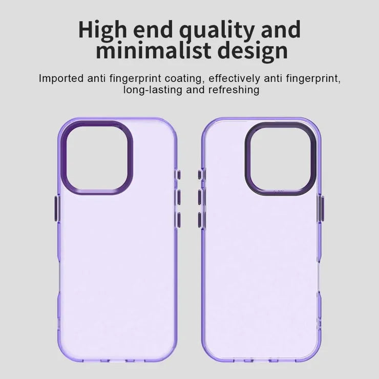 iPhone 16 Pro Cover PC+TPU+PET Mat Anti-Tab Telefon Bagcover - Lilla