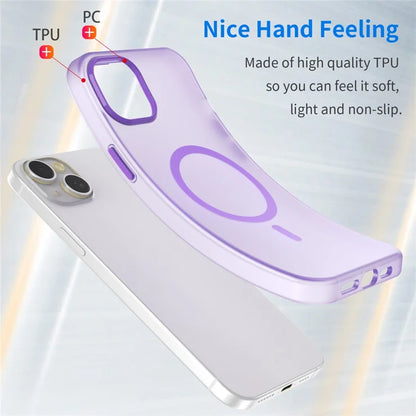 iPhone 15 Plus / 14 Plus Magnetic Case Translucent Matte Anti-Fingerprint Phone Cover - Dark Purple