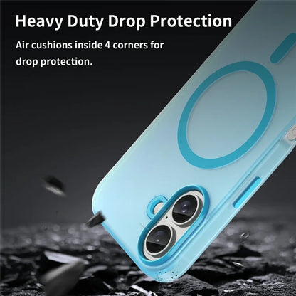 iPhone 16 Case Compatible with MagSafe TPU + PC Slim Matte Translucent Phone Cover - Blue