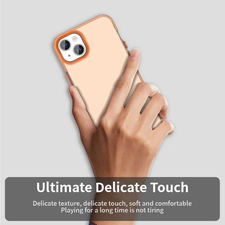 iPhone 15 Plus / 14 Plus Case PC+TPU+PET Matte Anti-Drop Phone Back Cover - Orange