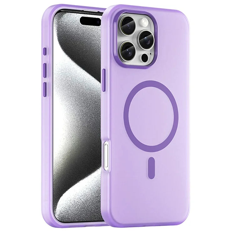 iPhone 16 Pro Max cover kompatibelt med MagSafe TPU + PC slankt mat gennemsigtigt telefoncover - Mørklilla
