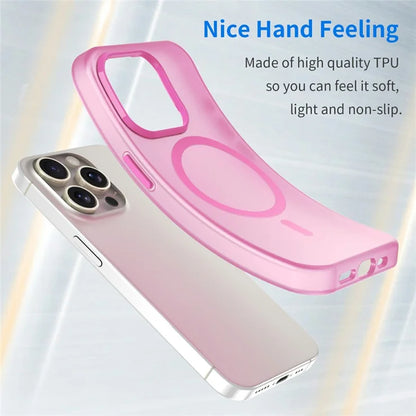 iPhone 16 Pro Cover kompatibel med MagSafe TPU + PC Tyndt Mat Gennemsigtigt Telefoncover - Pink