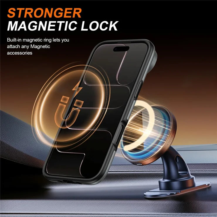 iPhone Air magnetisk cover ring kickstand skydbart kamera beskyttelsescover TPU PC hybridtelefoncover - Grå