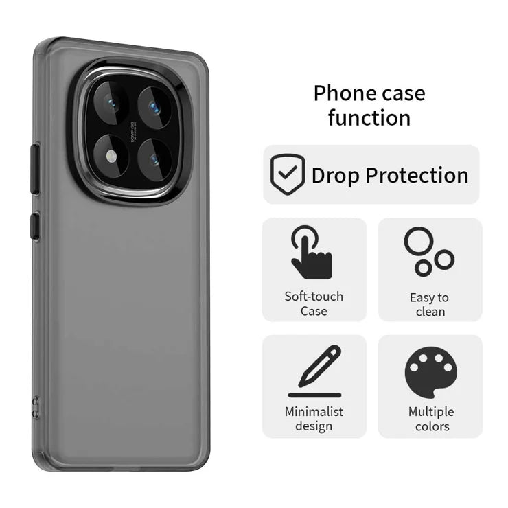 Xiaomi Redmi Note 14 Pro 5G / Poco X7 5G Cover PC+TPU+PET Mat Anti-Drop Telefon Bagside Cover - Sort