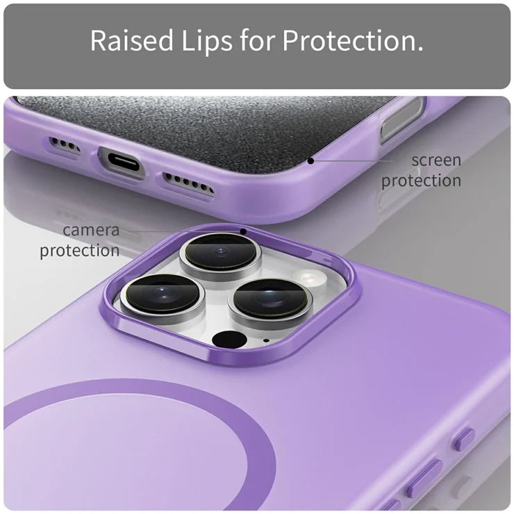 iPhone 16 Pro Max cover kompatibelt med MagSafe TPU + PC slankt mat gennemsigtigt telefoncover - Mørklilla