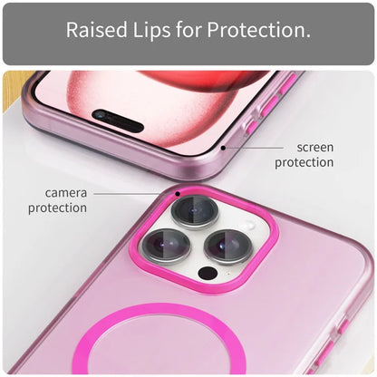 iPhone 15 Pro Case Translucent Matte Back Slim Phone Cover - Pink