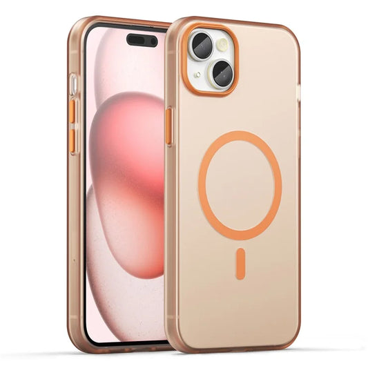 iPhone 15 Magnetic Case Matte Phone Cover Anti-Fingerprint Anti-Scratch - Orange