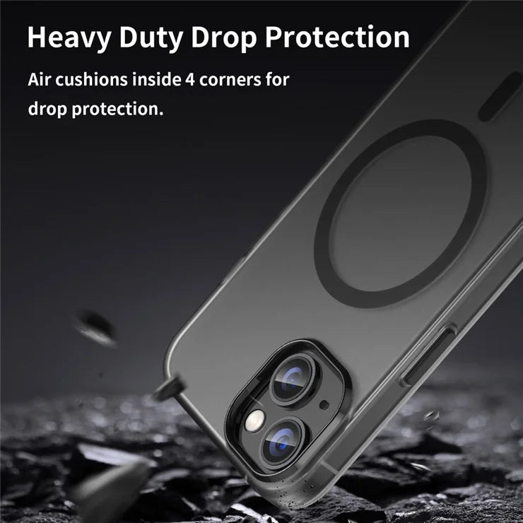 iPhone 14 Translucent Phone Case Matte Design Compatible with MagSafe Wireless Charging - Black