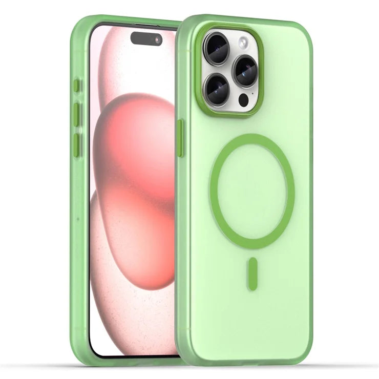iPhone 15 Pro Max Translucent Case Magnetic Phone Cover Compatible with MagSafe - Fluorescent Green