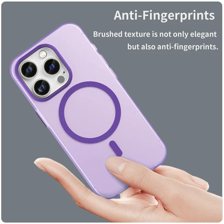 Magnetisk etui til iPhone 14 Pro Max kompatibel med MagSafe gennemsigtig mat bagside - Mørk lilla