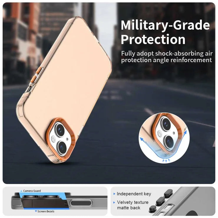 iPhone 15 Case PC+TPU+PET Matte Anti-Drop Phone Back Cover - Orange