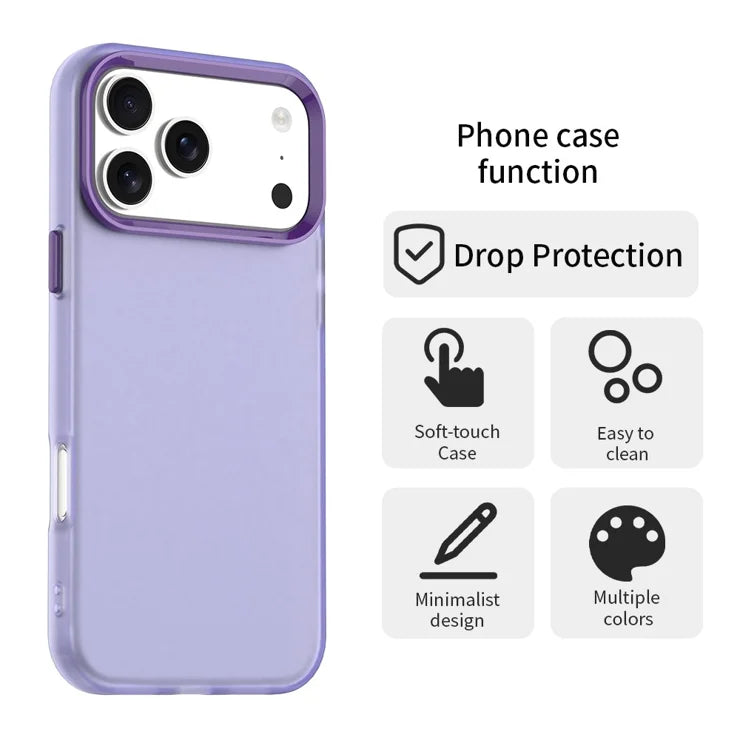 iPhone 17 Pro Case PC + TPU + PET Matte Anti-Drop Phone Back Cover - Purple