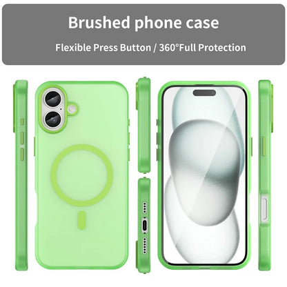 iPhone 16 Plus Cover kompatibelt med MagSafe TPU + PC Slankt Mat Gennemsigtigt Telefoncover - Grøn
