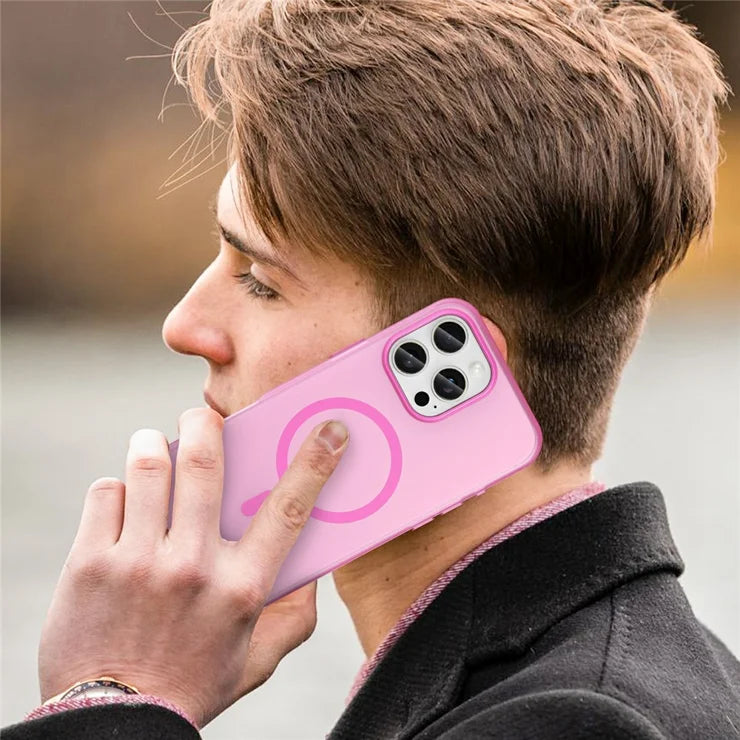 iPhone 16 Pro Max Case Compatible with MagSafe TPU + PC Slim Matte Translucent Phone Cover - Pink