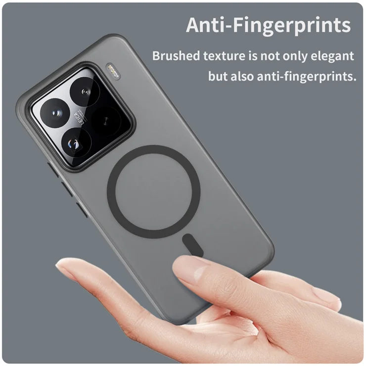 Xiaomi 15 Pro Magnetisk Cover TPU + PC Slank Mat Gennemsigtig Telefon Cover - Sort
