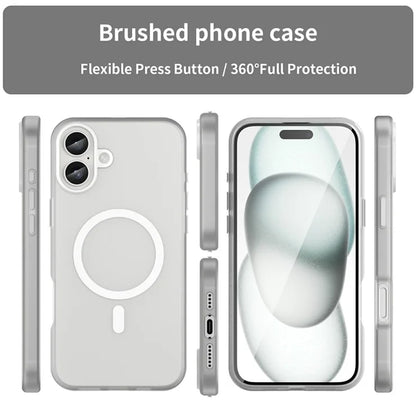 iPhone 16 Plus Cover kompatibelt med MagSafe TPU + PC Slankt Mat Gennemsigtigt Telefoncover - Hvid