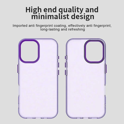 iPhone 16 Plus Case PC+TPU+PET Matte Anti-drop Phone Back Cover - Purple