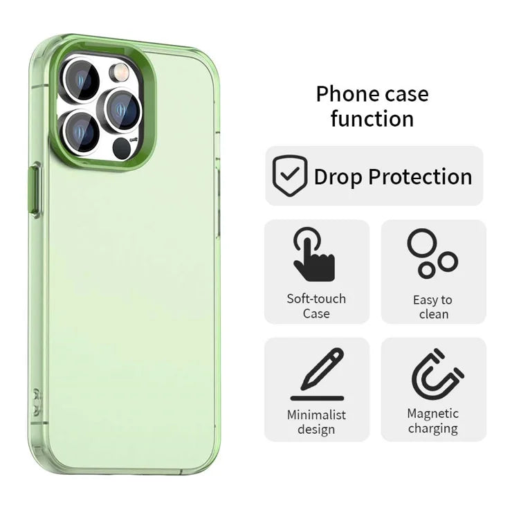 iPhone 13 Pro Max Cover PC+TPU+PET Mat Anti-dråbe Telefon Bagside Cover - Grøn