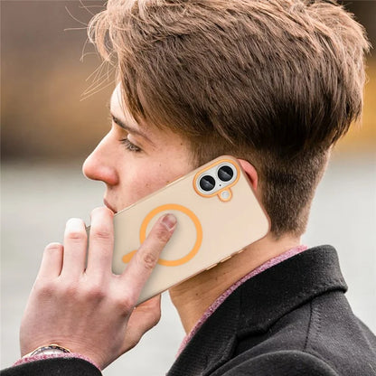 iPhone 16 Plus Case Compatible with MagSafe TPU + PC Slim Matte Translucent Phone Cover - Orange