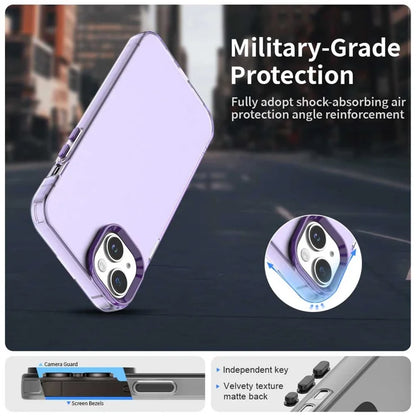 iPhone 15 Case PC+TPU+PET Matte Anti-Drop Phone Back Cover - Purple