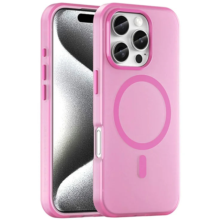 iPhone 16 Pro Cover kompatibel med MagSafe TPU + PC Tyndt Mat Gennemsigtigt Telefoncover - Pink