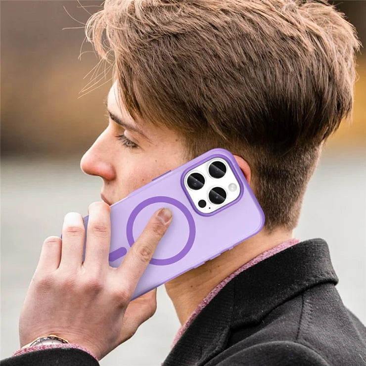 iPhone 16 Pro Cover kompatibelt med MagSafe TPU + PC Slankt Mat Gennemsigtigt Telefoncover - Mørkelilla