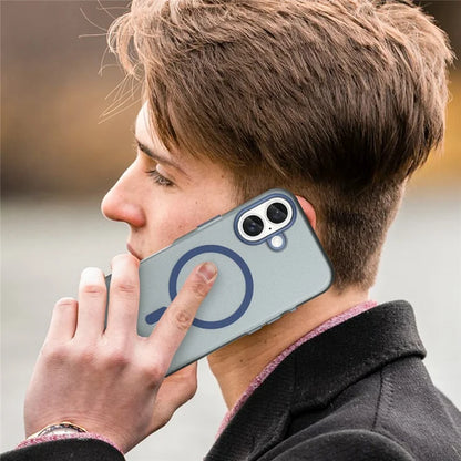iPhone 16 Cover Kompatibel med MagSafe TPU + PC Slank Mat Gennemsigtigt Telefoncover - Mørkeblå