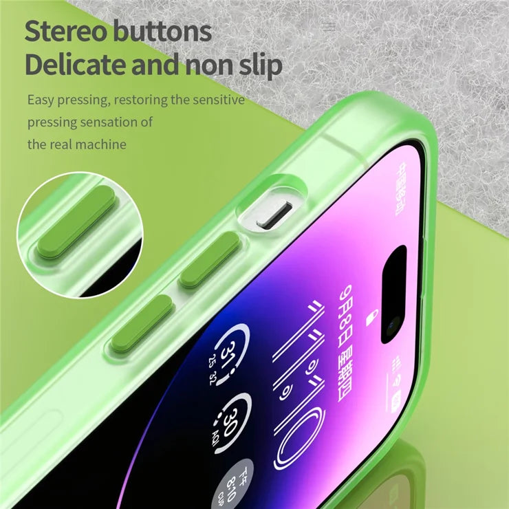 Magnetisk Cover til iPhone 14 Pro Max Kompatibel med MagSafe Gennemsigtigt Mat Bagcover - Fluorescerende Grøn