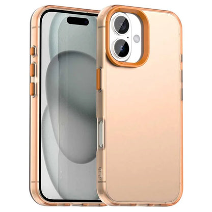 iPhone 16 Cover PC+TPU+PET Mat Anti-drop Telefon Bagcover - Orange