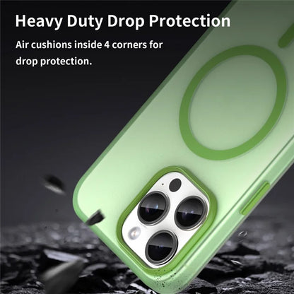 iPhone 15 Pro Max Translucent Case Magnetic Phone Cover Compatible with MagSafe - Fluorescent Green