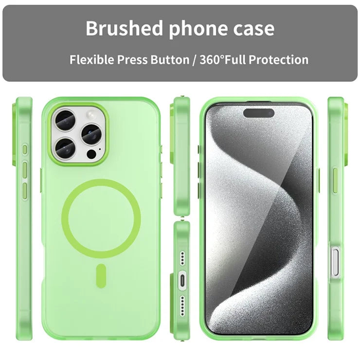 iPhone 16 Pro Max Case Compatible with MagSafe TPU + PC Slim Matte Translucent Phone Cover - Green