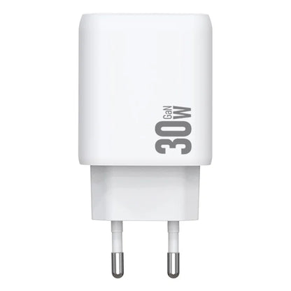 AMORUS PD 30W Type-C + QC 18W USB-A kaksiporttinen GaN-virtalähde, pikalatausseinälaturi puhelimelle ja tabletille – EU-pistoke