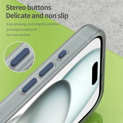 iPhone 16 Cover Kompatibel med MagSafe TPU + PC Slank Mat Gennemsigtigt Telefoncover - Mørkeblå