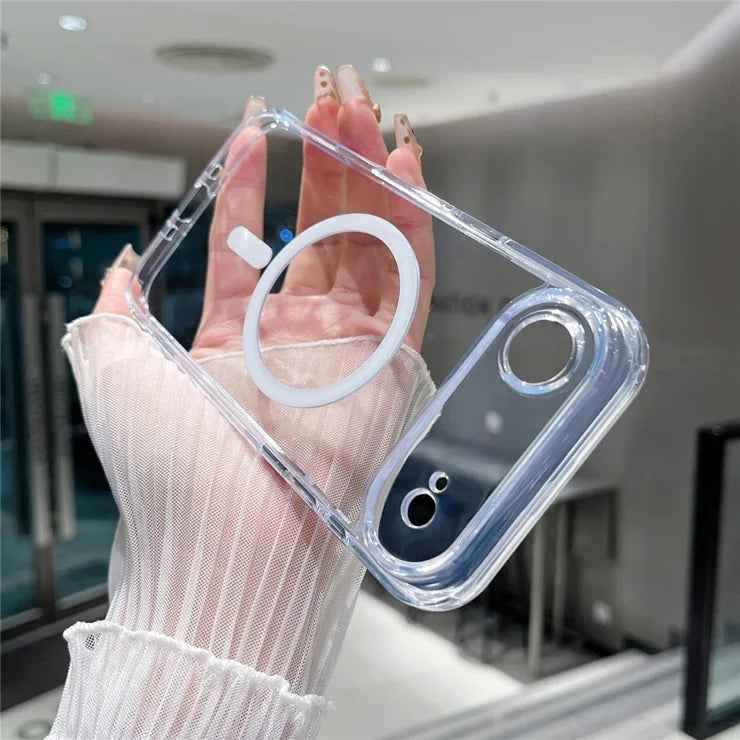 iPhone Air Magnetic Clear Case PC +TPU Hybrid Phone Cover Compatible with MagSafe