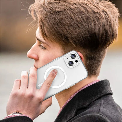 iPhone 14 Translucent Phone Case Matte Design Compatible with MagSafe Wireless Charging - White